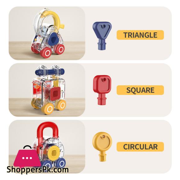 Inertial Scooter Car Montessori Car Lock Key Toy Set Color Matching Fine Motor Skills Development for Kids Educational Learning Toy Montessori Toy Car