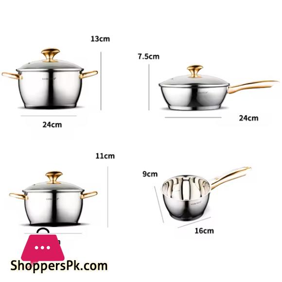 Kaisa Villa Stainless Steel Induction Bottom Cookware 8 Pcs Set