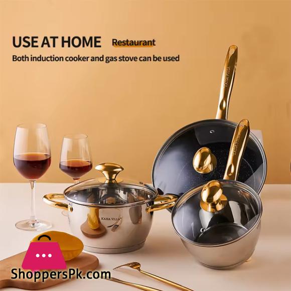 Kaisa Villa Stainless Steel Induction Bottom Cookware 8 Pcs Set