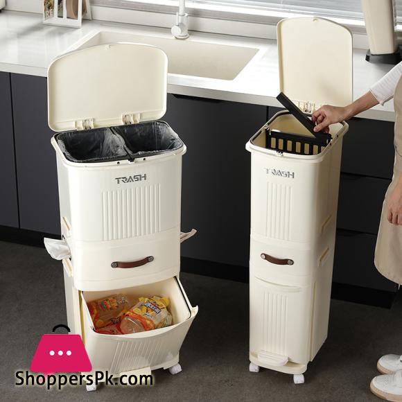 Large Trash Can Multifunctional Classified Garbage Bin Multi-layer Storage Bucket Home Organization
