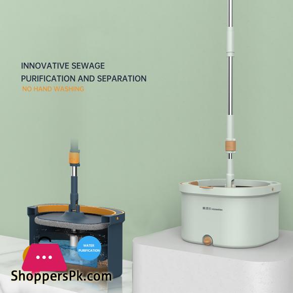 Mop Floor Clean Mop Household Hand-free Rotary Mop Cleaning Hand Pressure Water-absorbing Wet and Dry Dual-Use Flat Top Mop Set