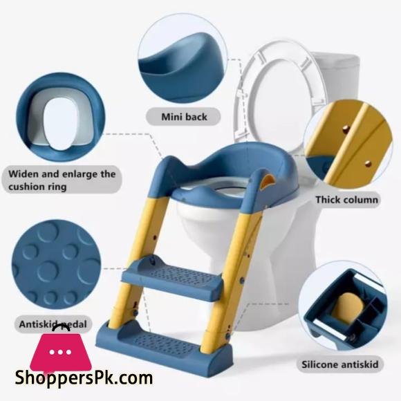Potty Training Toilet Seat with Step Stool Ladder – Blue & Yellow