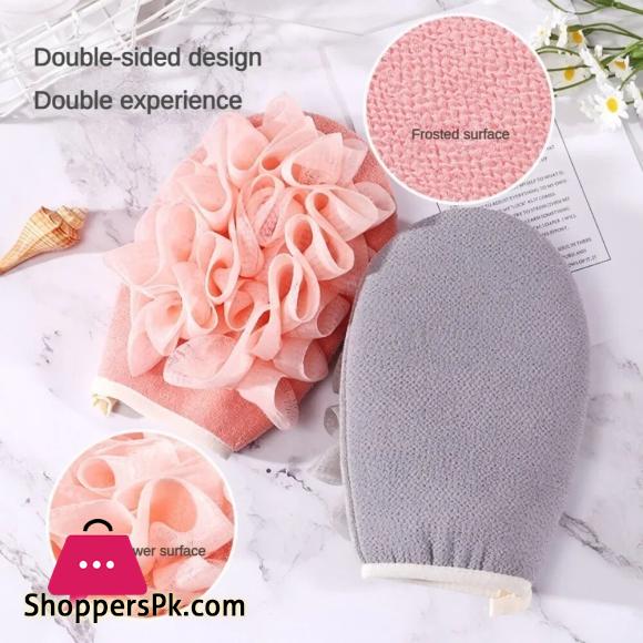 Scrub Gloves 2 in 1 Exfoliating Back Scrub Dead Skin Facial Massage Gloves Durable Multi-Color Deep Cleaning Towel for Shower