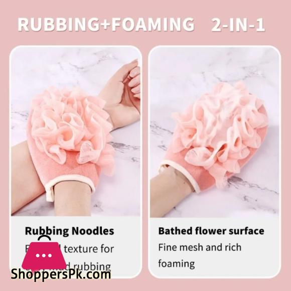 Scrub Gloves 2 in 1 Exfoliating Back Scrub Dead Skin Facial Massage Gloves Durable Multi-Color Deep Cleaning Towel for Shower