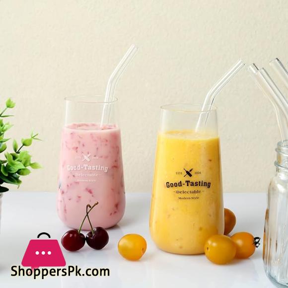 Set of 6 - Reusable Glass Straws With Cleaning Brush, Glass Drinking Straws - Clear Glass Straws Reusable