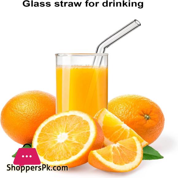 Set of 6 - Reusable Glass Straws With Cleaning Brush, Glass Drinking Straws - Clear Glass Straws Reusable