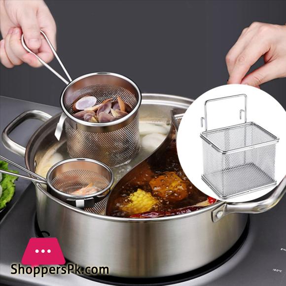 Stainless Steel Colander With Hook Noodle Drainer Filter Mesh Sieve Strainer Spoon For French Fries Pasta