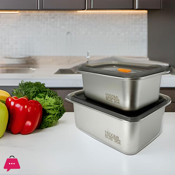 Stainless Steel Food Containers with Lids Snack Containers Leak Proof (1000ml+1600ml)