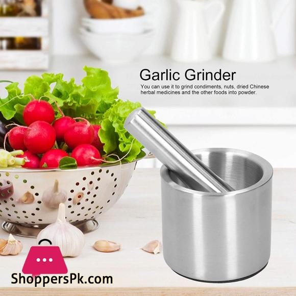 Stainless Steel Mortarr And Pestlee Set Masher Household Grinding Manual Mortarr Food Safe Spice Grinder Herb Container Pesto Powder Mortarr Pestlee