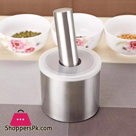 Stainless Steel Mortarr And Pestlee Set Masher Household Grinding Manual Mortarr Food Safe Spice Grinder Herb Container Pesto Powder Mortarr Pestlee