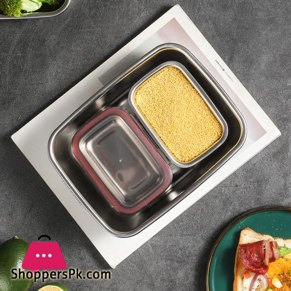 Stainless Steel Thermal Lunch Box Microwae Heating Sealed Bento Box with Lid Kitchen Fridge Fresh-Keeping Food Storage Container (Set of 4)