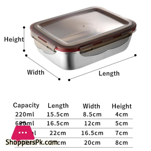 Stainless Steel Thermal Lunch Box Microwae Heating Sealed Bento Box with Lid Kitchen Fridge Fresh-Keeping Food Storage Container (Set of 4)