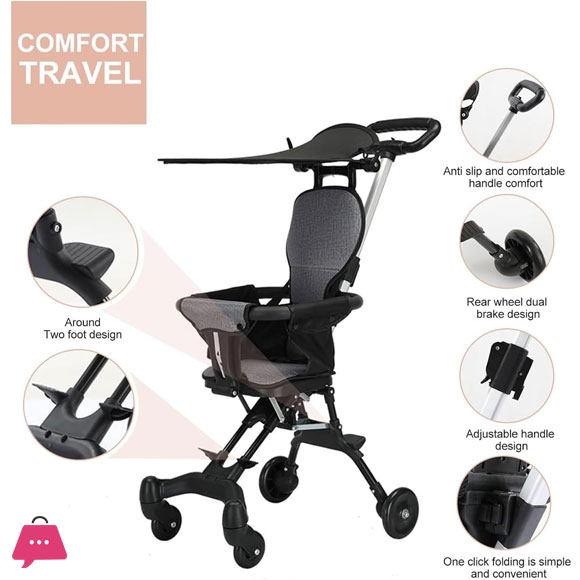 Light Weight Baby Stroller Baby Carriage Travel Folding Stroller Magic Stroller with Cushion & Sun Shade