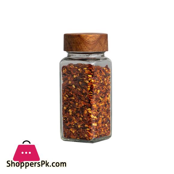 Wooden Lid Seasoning Bottle Airtight BBQ Glass Square Jar 120ml seasoning jar for Kitchen