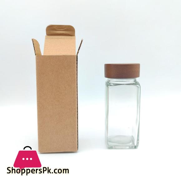 Wooden Lid Seasoning Bottle Airtight BBQ Glass Square Jar 120ml seasoning jar for Kitchen