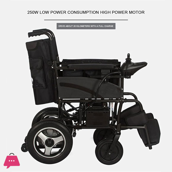 Adult Electric Wheelchair Portable High-Strength Frame Oxford Cloth Seat and Cushion 360 Degree Controller 250W Dual Motor