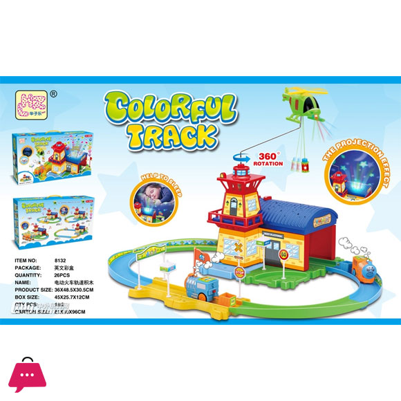 Aircraft Light 360 Rotating Sleep-aid Projection Lighthouse Train Assembly Track Building Block Toy 8132