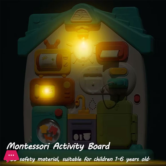 Baby Sensory Busy Board Montessori Toys Music Lights Switch Multifunction Travel Play Early Educational Activities Toy for Kids