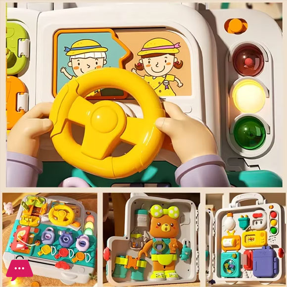 Baby Sensory Busy Board Montessori Toys Music Lights Switch Multifunction Travel Play Early Educational Activities Toy for Kids