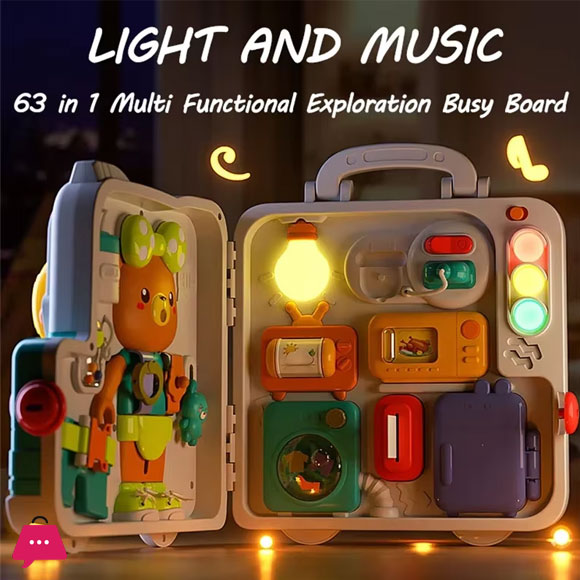 Baby Sensory Busy Board Montessori Toys Music Lights Switch Multifunction Travel Play Early Educational Activities Toy for Kids