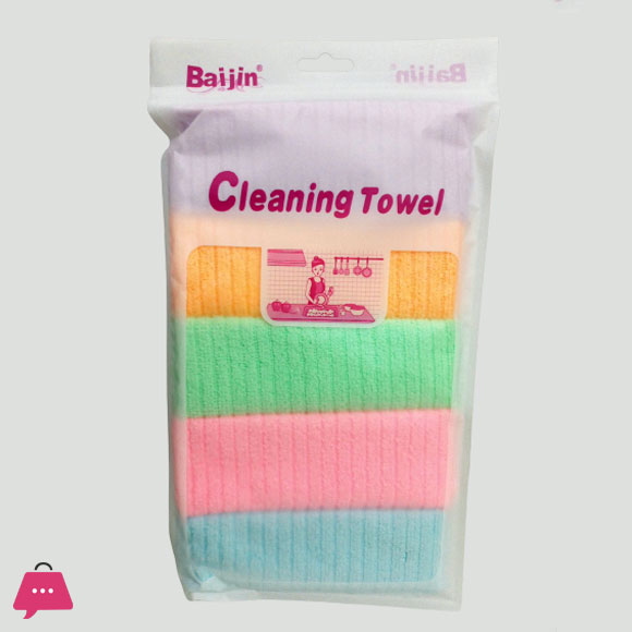 Baijin Cleaning Towel For Kitchen Microfiber Material Pack of 5 Size 12 x 12 Inches