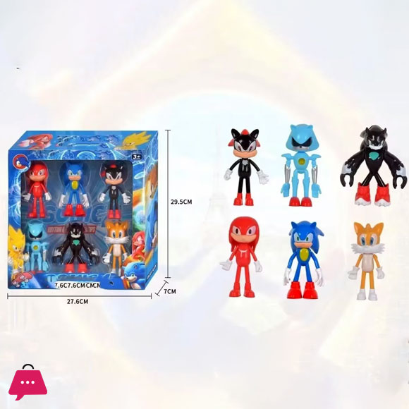 Cartoon Anime Sonic Doll Desktop Decoration Action Figure 6Pcs