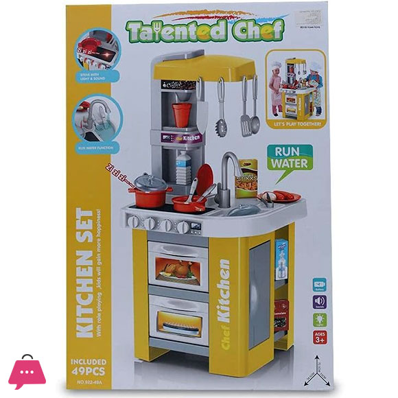Children Electronic Pretend Toy Talented Chef Kitchen Set Kitchen Role Play Set 49 Pcs with Run water