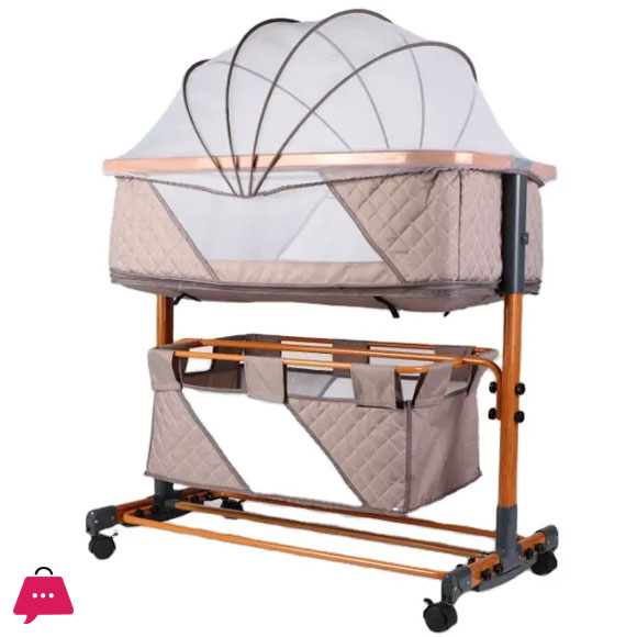Childrens Bed Rocking Chair with Mosquito Net and Storage Frame