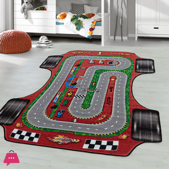 Childrens Carpet Play Carpet Racing Car Motorway Street Motif Rectangular 40 x 60 CM