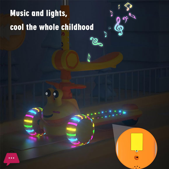 Childrens Scooter for Kids Ages 2-6 Foldable & Height Adjustable Non-Slip Deck and Extra Wide PU Light-up Wheels 3 Wheel
