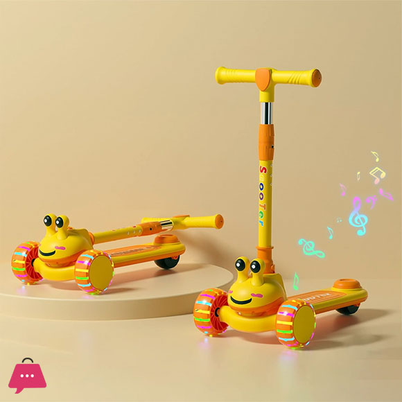 Childrens Scooter for Kids Ages 2-6 Foldable & Height Adjustable Non-Slip Deck and Extra Wide PU Light-up Wheels 3 Wheel
