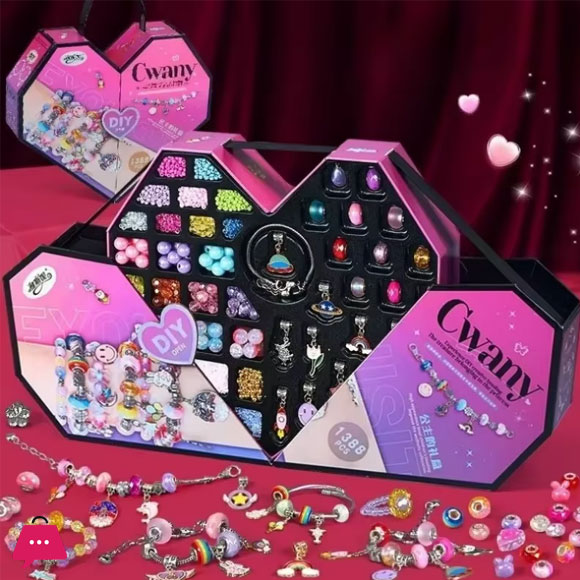 Crystal Beading Diy Jewellery Box 4-in-1 Treasure Jewelry Box Diy Princess Girl Bracelet Beaded