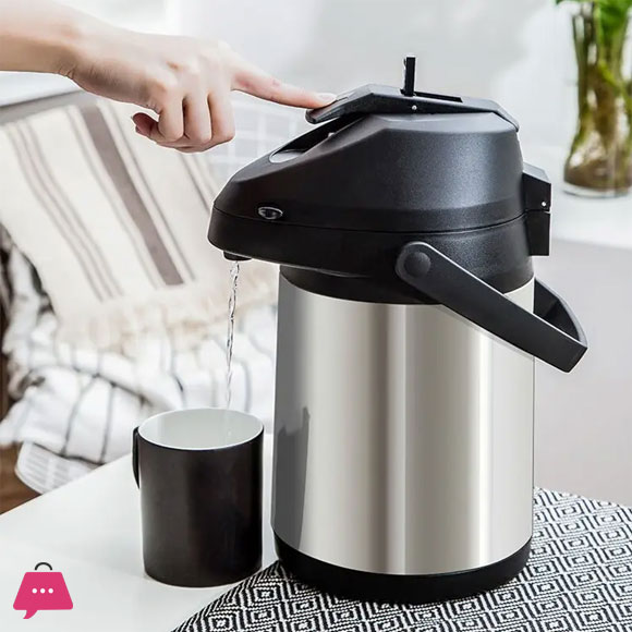 DayDays Airpot thermos Vacuum Insulated Stainless Steel Lever Action Airpot Thermos Water Coffee Airpots Dispenser with Pump - 3Liter