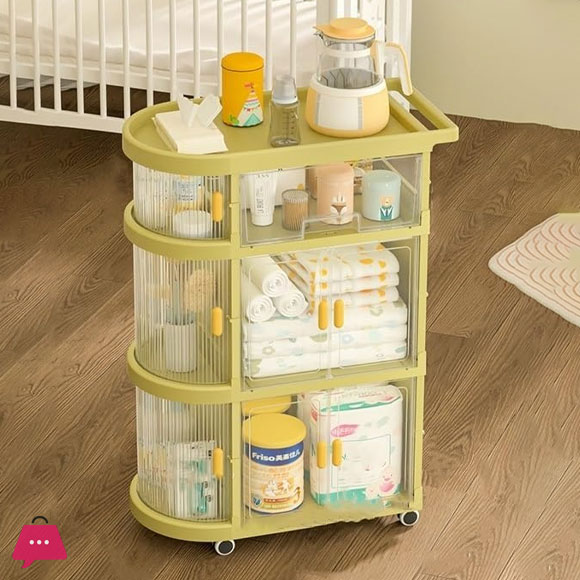 Folding Baby Cart Baby Storage Cart Folding Drawer Installation Free Baby Rack - 4 Floor