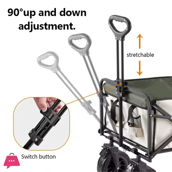 Folding Wagon Cart with Brakes 33.8 Inch Extra Large