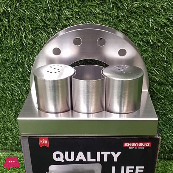 Shengya Stainless Steel Salt and Pepper Shaker Set with Napkin Holder