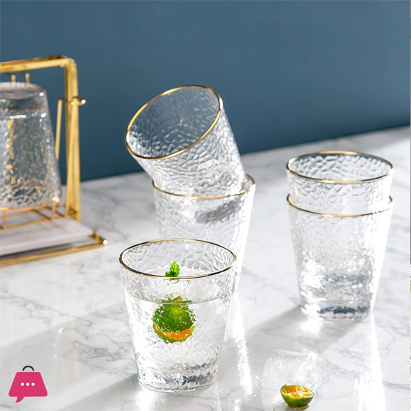 Glassware Drinking Glasses Set of 6 Drinking Glasses Drinking Glass for Water Juice and Cocktails Water Glass