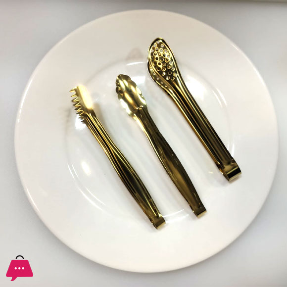 Golden Serving Tongs Appetizers Tongs Stainless Steel Set of 3
