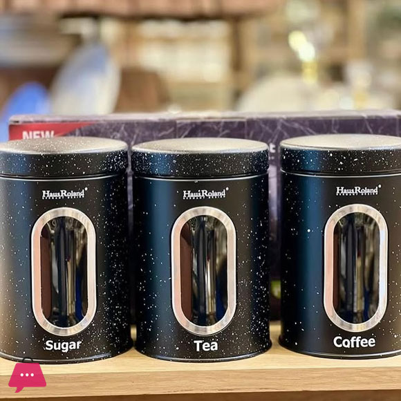 Hausroland Canister 3 Pcs Tin Storage Sugar Tea Coffee Jars