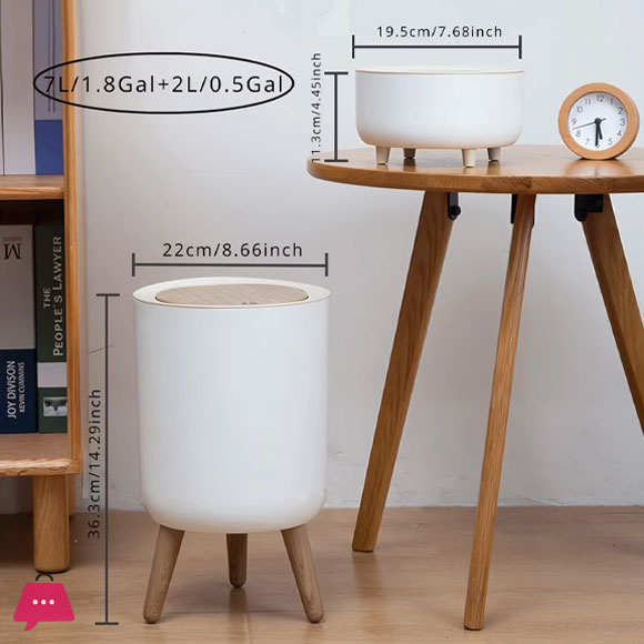 High Foot Dustbin with Lid Large Capacity Press Type Waste Bin Garbage Container