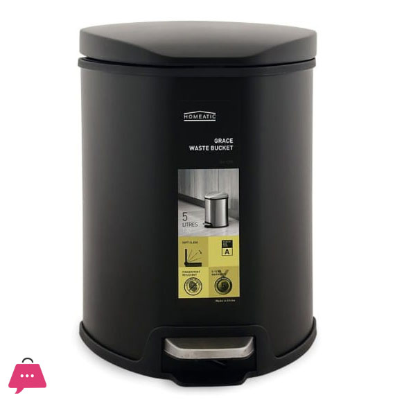 Homeatic Stainless Steel Grace Pedal Bin 5-Litre