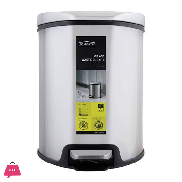 Homeatic Stainless Steel Grace Pedal Bin 5-Litre
