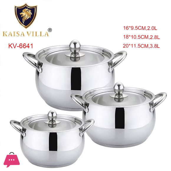 KAISA VILLA Stainless Steel Cooking Pot Cookware Set of 6