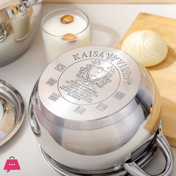 KAISA VILLA Stainless Steel Cooking Pot Cookware Set of 6