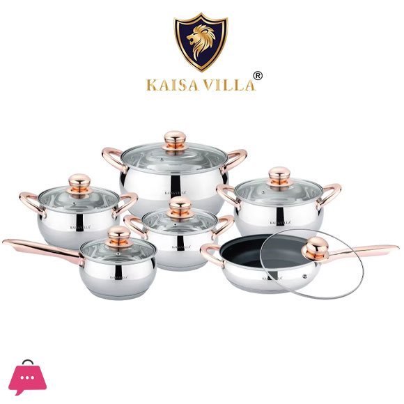 KAISA VILLA Stainless Steel Cookware Set 12 Pcs