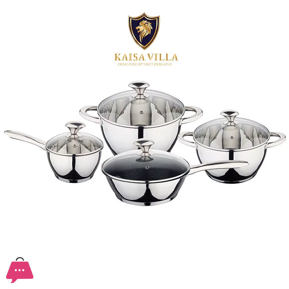 Kaisa Villa Stainless Steel Induction Bottom Cookware 8 Pcs Set