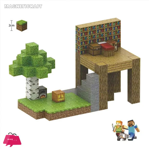 MagnetiCraft Minecraft Magnetic Cube Magnetic Blocks-Build Mine Magnet 124Pcs