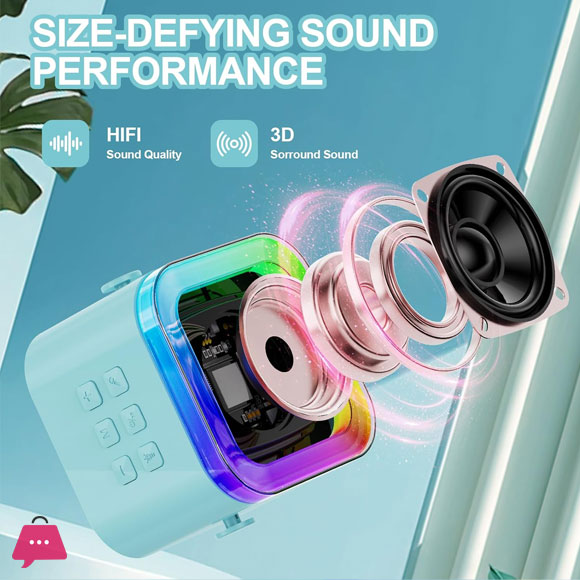 Mini Karaoke Machine for Kids Adults Portable Bluetooth Speaker 1 Wireless Microphones with Fun Voice Changing Function-Toys for Girl Boys