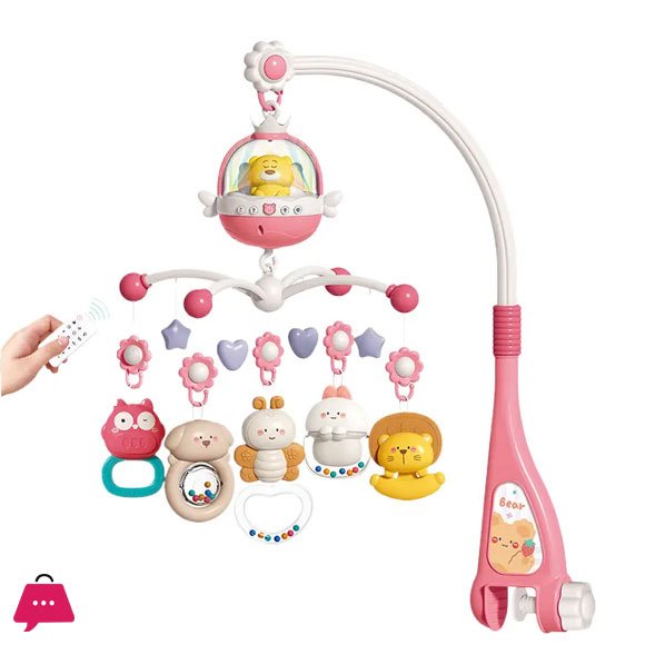 Music Rotating 0-1 year old Baby Remote Control Bed Bell Toy Soothing