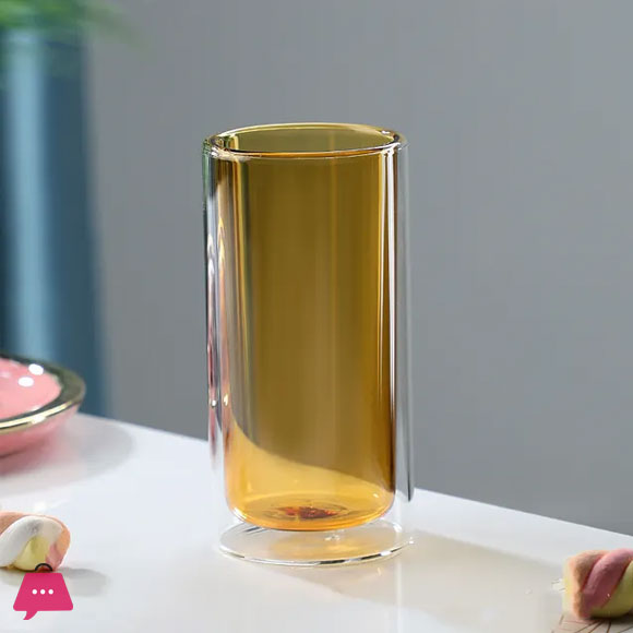 Neon Color Glass Double Wall Cylindrical Glass - 400ml